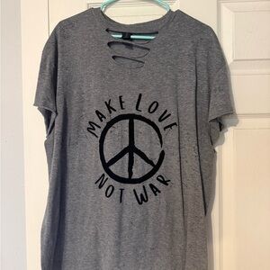 Gildan Grey Short-Sleeve Tee with Black Peace Graphic